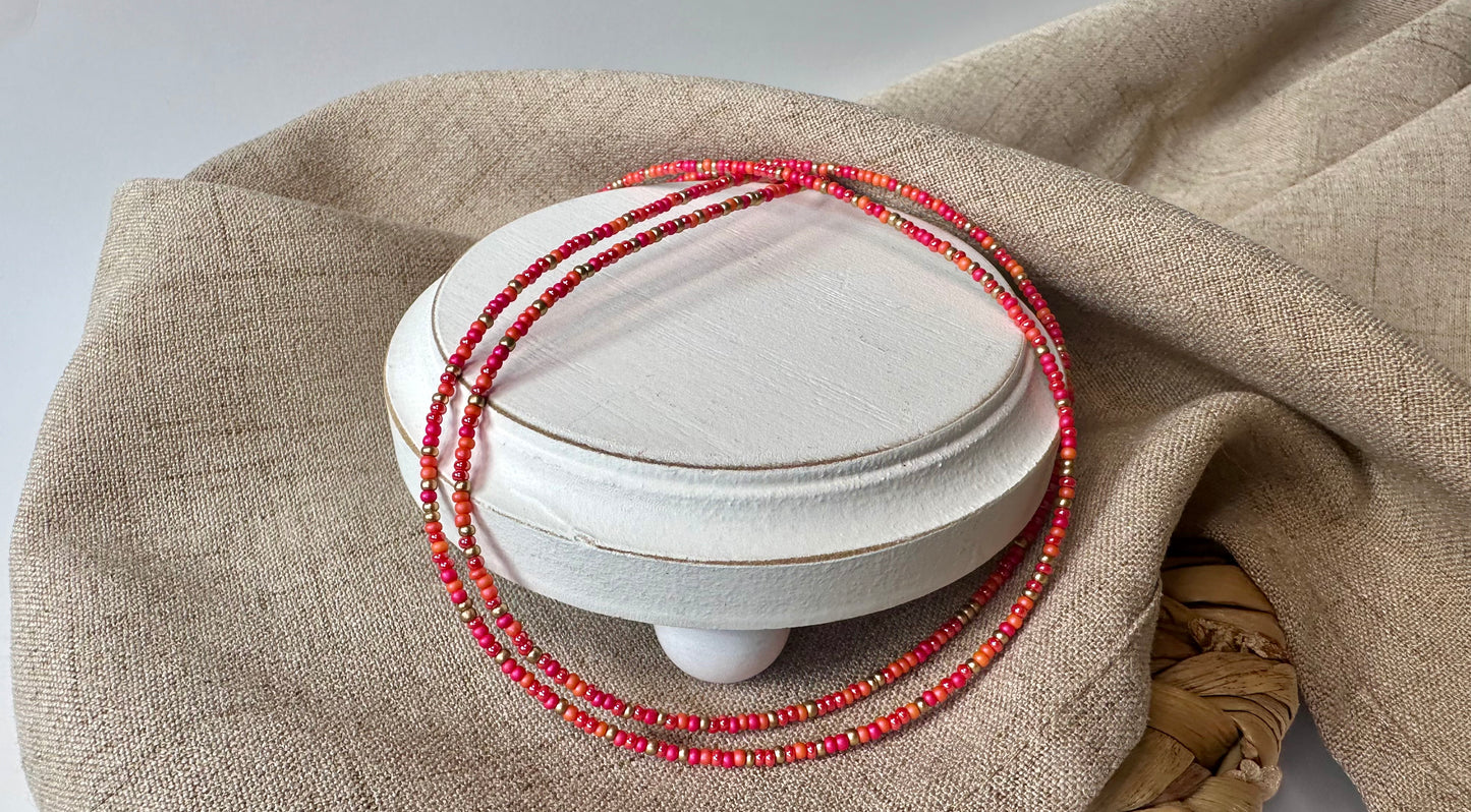 Mini peachy beaded necklace