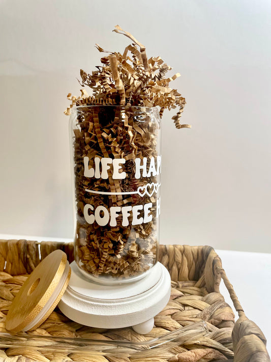 "Coffee Helps" glass